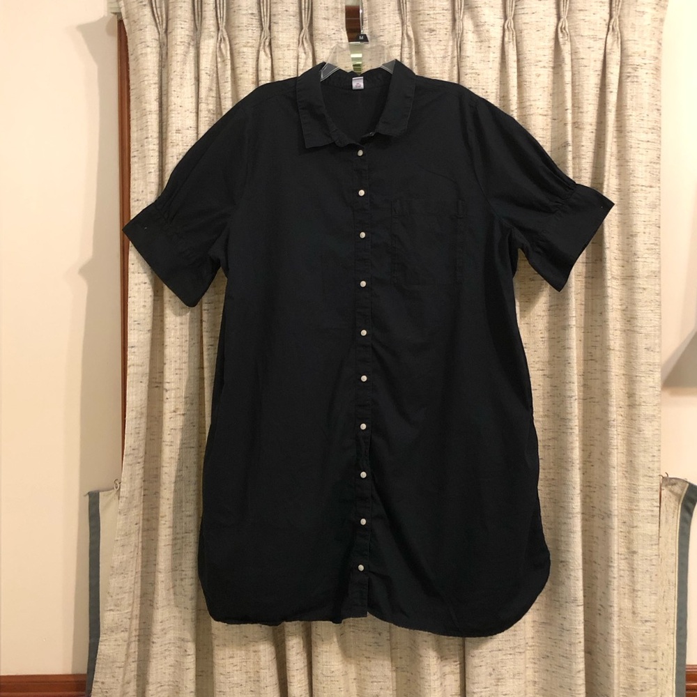 Old Navy Black Short Sleeve Woven Shirt Dress